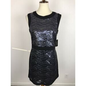 Juicy Couture Midnight Wavy Sequin Shift Mini Dress